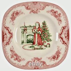 2 Johnson Bros Old Britain Castles Square SANTA 7 5/8 Plate Pink Green Fireplace