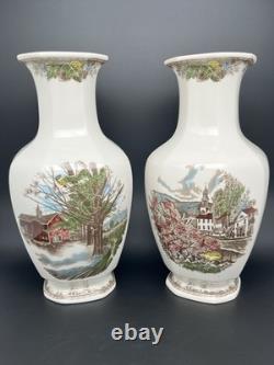 2 Johnson Brothers The Friendly Village 50th Anniversary Ltd Ed 12 Vase (read)