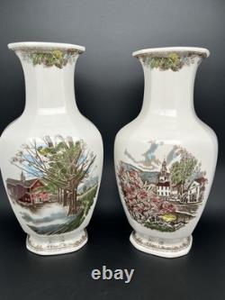 2 Johnson Brothers The Friendly Village 50th Anniversary Ltd Ed 12 Vase (read)