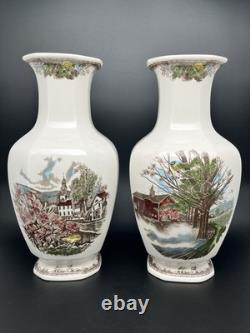 2 Johnson Brothers The Friendly Village 50th Anniversary Ltd Ed 12 Vase (read)