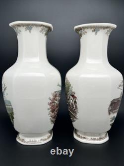 2 Johnson Brothers The Friendly Village 50th Anniversary Ltd Ed 12 Vase (read)