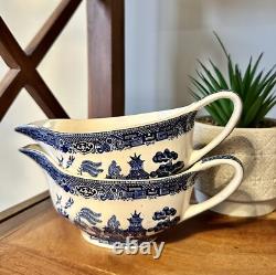2? Willow Blue Gravy Boat Johnson Brothers England Earthenware Discontinued