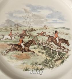 22 Pc RARE VTG Johnson Bros Plates & Bowls, Pareek Fox Scene Green Band FREESHIP