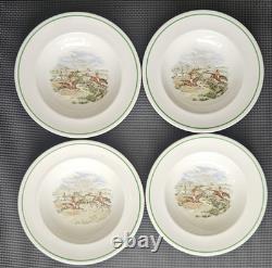 22 Pc RARE VTG Johnson Bros Plates & Bowls, Pareek Fox Scene Green Band FREESHIP