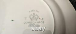 22 Pc RARE VTG Johnson Bros Plates & Bowls, Pareek Fox Scene Green Band FREESHIP