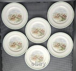 22 Pc RARE VTG Johnson Bros Plates & Bowls, Pareek Fox Scene Green Band FREESHIP