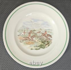 22 Pc RARE VTG Johnson Bros Plates & Bowls, Pareek Fox Scene Green Band FREESHIP