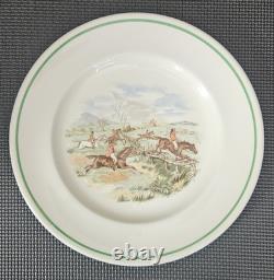22 Pc RARE VTG Johnson Bros Plates & Bowls, Pareek Fox Scene Green Band FREESHIP