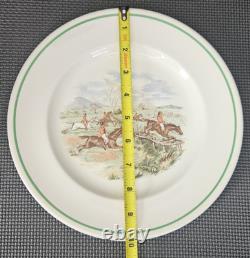 22 Pc RARE VTG Johnson Bros Plates & Bowls, Pareek Fox Scene Green Band FREESHIP