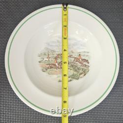 22 Pc RARE VTG Johnson Bros Plates & Bowls, Pareek Fox Scene Green Band FREESHIP