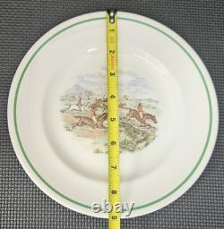 22 Pc RARE VTG Johnson Bros Plates & Bowls, Pareek Fox Scene Green Band FREESHIP
