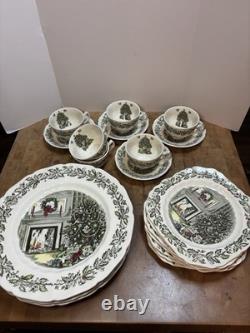 23 pc Lot Vintage JOHNSON BROS MERRY CHRISTMAS Dinner Salad Cup Saucer
