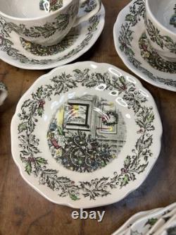 23 pc Lot Vintage JOHNSON BROS MERRY CHRISTMAS Dinner Salad Cup Saucer