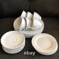 (24) Johnson Brothers Dinner & Bread Plates, Cups Saucer Regency Swirl Ironstone