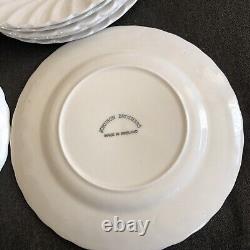 (24) Johnson Brothers Dinner & Bread Plates, Cups Saucer Regency Swirl Ironstone