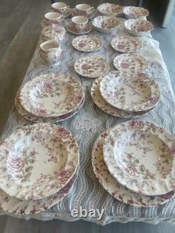 26 Piece Lot Mixed Vintage Johnson Brothers Rose Chintz Pink