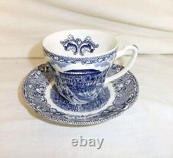 27p Old London Johnson Bros Blue Tea Coffee Cup Tepot Plate Sugar Bowl Ironstone