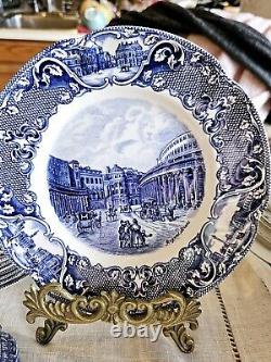 27p Old London Johnson Bros Blue Tea Coffee Cup Tepot Plate Sugar Bowl Ironstone