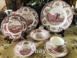 28 Pc Settings Johnson Brothers England Old Britain Castle Dishes Plate Cup Bowl