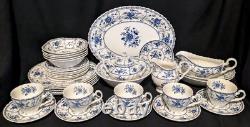 28PC Vintage Johnson Bros. Indies Blue + Serving Pieces Set Lot Service for 5