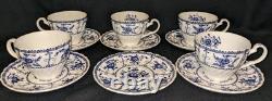 28PC Vintage Johnson Bros. Indies Blue + Serving Pieces Set Lot Service for 5
