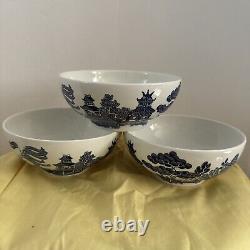 3 JOHNSON BROS. ENGLAND BLUE WILLOW OATMEAL BOWL Bowls LOOK UNUSED 5 1/2 Rare