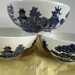 3 JOHNSON BROS. ENGLAND BLUE WILLOW OATMEAL BOWL Bowls LOOK UNUSED 5 1/2 Rare