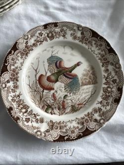 3 Johnson Brothers Wild Turkeys (Flying) Dinner Plates 10.75