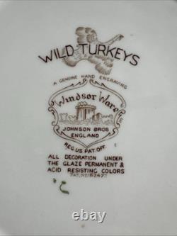 3 Johnson Brothers Wild Turkeys (Flying) Dinner Plates 10.75