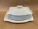 3 Pc Johnson Bros White Square Ridged Ironstone Casserole Lid Underplate Platter