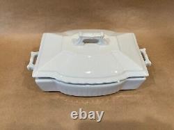 3 pc JOHNSON BROS White Square Ridged Ironstone Casserole Lid Underplate Platter