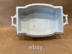 3 pc JOHNSON BROS White Square Ridged Ironstone Casserole Lid Underplate Platter