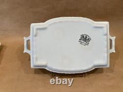 3 pc JOHNSON BROS White Square Ridged Ironstone Casserole Lid Underplate Platter