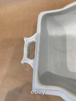 3 pc JOHNSON BROS White Square Ridged Ironstone Casserole Lid Underplate Platter