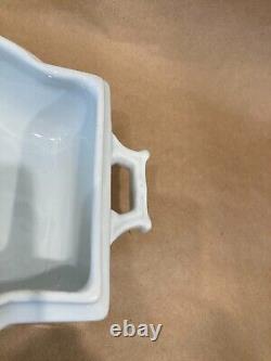 3 pc JOHNSON BROS White Square Ridged Ironstone Casserole Lid Underplate Platter