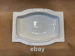 3 pc JOHNSON BROS White Square Ridged Ironstone Casserole Lid Underplate Platter