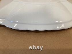 3 pc JOHNSON BROS White Square Ridged Ironstone Casserole Lid Underplate Platter