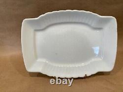 3 pc JOHNSON BROS White Square Ridged Ironstone Casserole Lid Underplate Platter