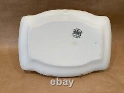 3 pc JOHNSON BROS White Square Ridged Ironstone Casserole Lid Underplate Platter