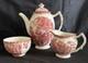 3 Piece Vintage Johnson Bros. Mill Stream Pink Teapot, Tea Cup, Creamer