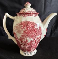 3 piece Vintage Johnson Bros. Mill Stream Pink Teapot, Tea Cup, Creamer