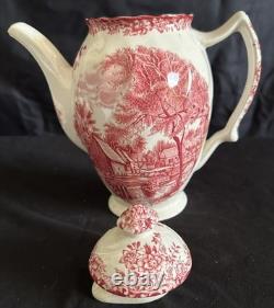 3 piece Vintage Johnson Bros. Mill Stream Pink Teapot, Tea Cup, Creamer