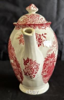 3 piece Vintage Johnson Bros. Mill Stream Pink Teapot, Tea Cup, Creamer