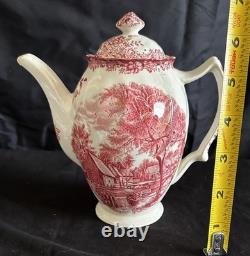 3 piece Vintage Johnson Bros. Mill Stream Pink Teapot, Tea Cup, Creamer