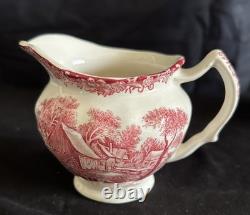 3 piece Vintage Johnson Bros. Mill Stream Pink Teapot, Tea Cup, Creamer
