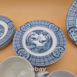 31 Pc Set JOHNSON BROS Plates Cups & Saucers Bowls Mongolia Gray/Flow Blue