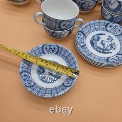 31 Pc Set JOHNSON BROS Plates Cups & Saucers Bowls Mongolia Gray/Flow Blue