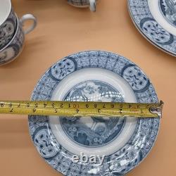 31 Pc Set JOHNSON BROS Plates Cups & Saucers Bowls Mongolia Gray/Flow Blue