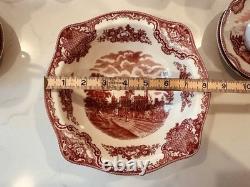 31 Pieces Johnson Bros Old Britain Castles Pink Transferware