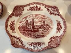 31 Pieces Johnson Bros Old Britain Castles Pink Transferware